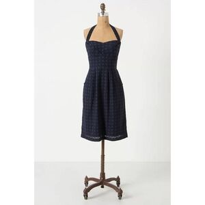 Anthropologie Girls From Savoy Eyelet Halter Dress Womens 6 Preppy Classic Twee